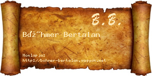 Böhmer Bertalan névjegykártya